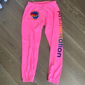 AVIATOR NATION NEON PINK SWEATPANTS